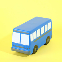 Balle anti-stress souple en forme de bus bleu, jouet anti-stress en mousse PU souple, dessin animé, transport, jouet promotionnel