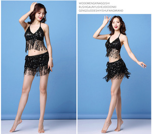 Conjunto de Top y Falda con Lentejuelas y Flecos para Danza del Vientre, Festivales de Música, Carnaval, Halloween, Cosplay, <span class=keywords><strong>Disfraz</strong></span> de <span class=keywords><strong>Animadora</strong></span> - Product Image 6