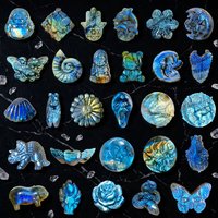 Vente en gros de sculptures en cristal de pierres de guérison, crânes en cristal, ornements hiboux, sculptures d'animaux en labradorite naturelle à reflets