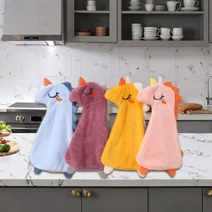 Toalla de Mano Cuadrada de Terciopelo Coral con Estampado Animal en Forma de Dino, Toalla de Limpieza de Cocina Desechable de Secado Rápido, Hecho de Vellón Coral - Product Image 6