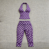 Nouvelle collection saisonnière : Ensemble décontracté quotidien avec haut sans manches à col halter et pantalon capri, disponible en gros, logo personnalisé
