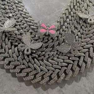 קלאסי זול 12mm קובני שרשרת אייס מתוך ריינסטון אבץ סגסוגת 18K זהב מיאמי קובני קישור שרשרת סיטונאי אייס מתוך תכשיטים - Product Image 3