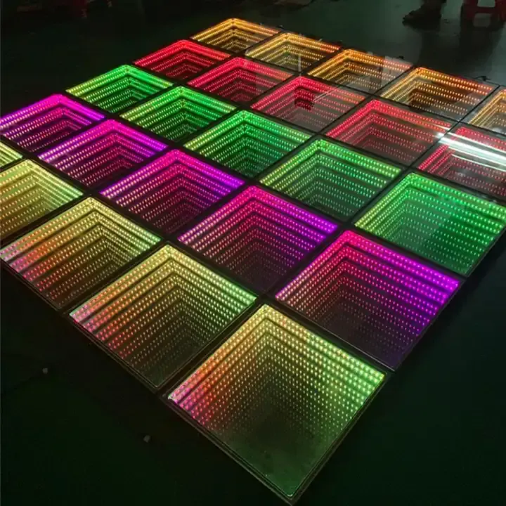 Lighted Tempered Glass Magnetic Infinity Mirror Panel 3d Effect Led Dance Floor For Wedding Party Stage Mats 3d Dance Floor