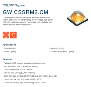 Best Price OSRAMs GW CSSRM2.CM-M5M7-XX55-1 OSLON Square Nature White 4000K Light <b>Led</b> Chip - Product Image 2