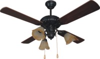 Ventilateur de plafond TS42-4C3L(MK) 42 pouces avec lumière |   4 pales en MDF, 3 supports de lampe E27, commande par cordon, AC50W DC30W 110-240V
