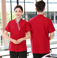 Chemise brodée noire Design personnalisé serveur chemise manteau qualité bar veste hôtel uniforme serveur vêtements serveur uniforme