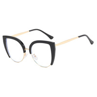 Gafas de Ojo de Gato con Armazón Grande de Diseño Popular, Gafas Ópticas Femeninas con Lentes Transparentes, Gafas Vintage Anti Luz Azul para Mujer
