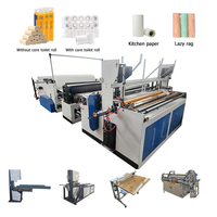 Ligne de production automatique de papier toilette : Enrouleur à trois couches, Scie à rouleaux, Emballeuse