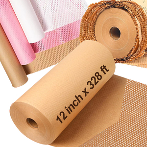 Ingrosso 12 "x 328 'Eco Friendly <span class=keywords><strong>carta</strong></span> <span class=keywords><strong>da</strong></span> imballaggio a nido d'ape involucro bianco <span class=keywords><strong>marrone</strong></span> nero rotolo di <span class=keywords><strong>carta</strong></span> a nido d'ape Kraft - Product Image 1