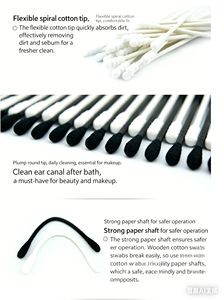 Hisopos de Algodón Japoneses HAKUGEN EARTH, Hisopos Negros para Limpieza de Oídos, Rodillos de Papel para Limpieza de Oídos, Hisopos Desmaquillantes, 200 Unidades - Product Image 5