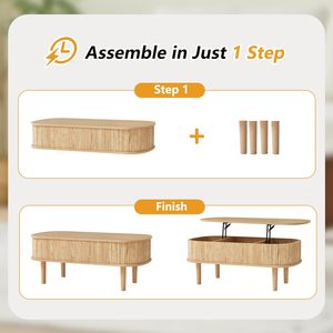 <span class=keywords><strong>Table</strong></span> <span class=keywords><strong>basse</strong></span> à plateau relevable cannelé avec compartiment caché, <span class=keywords><strong>table</strong></span> centrale en bois assemblée - Product Image 2