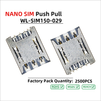 Connecteur de carte Nano SIM WECONN WL-SIM150-029 6PIN+1 H=1.40mm Push-Pull avec interrupteur de détection, connecteur de batterie personnalisable