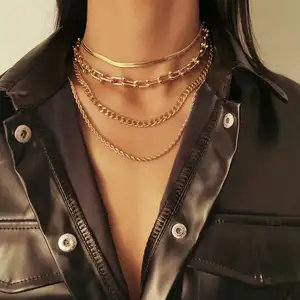 Collier hip-hop sauvage en métal, chaîne cubaine plaqué or 14K 18K, vente en gros