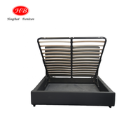 Lit de Rangement pour Mobilier de Maison Démonté, Capitonnage et Cadre en Métal avec Vérins Hydrauliques Obliques à Poussée