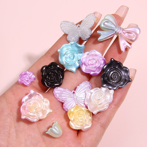 ABS Plastic Imitation Pearl Cream Gradient Roses Mixed Flower Perforated <strong>Bead</strong> for <strong>Diy</strong> Jewelry Beaded Waist Accessories Making - Product Image 2