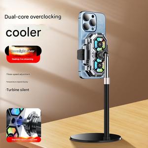 Enfriador de teléfono recargable con ventilador dual <span class=keywords><strong>LED</strong></span> FS06, refrigeración más fuerte de larga duración, juegos de refrigeración por aire para transmisión en vivo con soporte para teléfono - Product Image 2