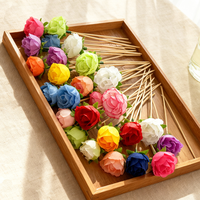 Décoration de gâteau en forme de fleur, tissu polyester, piquet en bois de bambou, couleurs mélangées, 140 mm, vente en gros