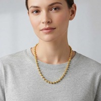 Collier pour femme en acier inoxydable plaqué or, style punk, avec perles, chaîne de clavicule, pour les occasions de fête