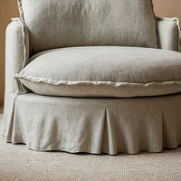 Fauteuils d'appoint de luxe pour la maison, avec jupe à volants, assise profonde et housse en lin entièrement amovible, pour salon et villa