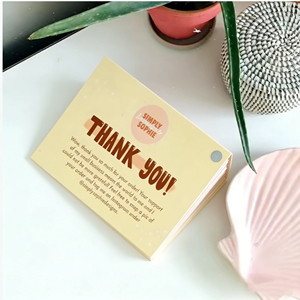Carte de remerciement rose pour petites entreprises, couverture rigide, logo personnalisé, impression numérique, pelliculage, reliure parfaite, carton ondulé - Product Image 6