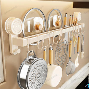 Gancho de cocina con ventosa de color blanco lechoso, barra colgante sin perforaciones para montaje en pared, organizador de utensilios, cucharas y espátulas - Product Image 4
