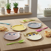 Tapis et sous-verres en céramique personnalisables en forme de chat, écologiques, résistants à l'huile, antidérapants, avec impression de logo personnalisée, design mignon pour boissons
