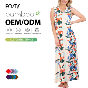 Maxi abito da notte in fibra di bambù personalizzato per le donne estive comode e larghe senza maniche per dormire camicie da notte in morbido tessuto a maglia - Product Image 1