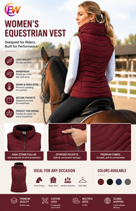 EW Custom Logo Women Lightweight Padded Horse Riding Vest Windproof Equestrian Bodywarmer Outdoor Riding Gilet - Product Image 5