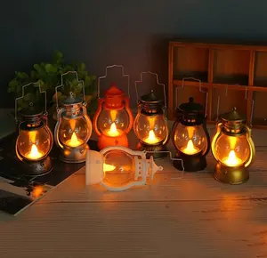 Led Halloween Lantaarn Kleine Olielamp Ornament Led Tafellantaarns Nachtlicht Glas Lichte Schaduw Cadeau Feestartikelen