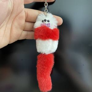 Lông chồn Pom Pom bóng dễ thương Gấu gấu trúc Keychain quyến rũ Fluffy Bow đuôi dài <span class=keywords><strong>Fox</strong></span> Móc chìa khóa đồ chơi sang trọng túi quyến rũ Xe móc chìa khóa - Product Image 4