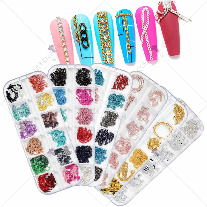 Hot Selling Japanese Macaron Nail Chain Manicure Metal Decorative Chain DIY Nail Art Accessories