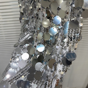 <span class=keywords><strong>Jupe</strong></span> mi-longue <span class=keywords><strong>H</strong></span> pour fille, argentée, à grandes paillettes, style urbain <span class=keywords><strong>et</strong></span> tendance - Product Image 5