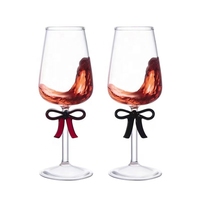 Nouveauté 2026 – Gobelets en verre au design unique et mignon, couleur rouge et noir, avec nœud, pour vin, champagne, idéal pour décoration de mariage ou cadeau