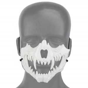 Máscara de Esqueleto de TPE para Halloween, Disfraz de Cosplay de <span class=keywords><strong>Hombre</strong></span> <span class=keywords><strong>Lobo</strong></span>, Accesorio de Fiesta de Terror para Caza en Negro/Rosa/Blanco - Product Image 6