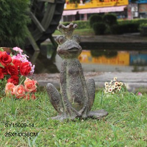 Handmade del metallo finitura in fibra di yoga statua frog figurine - Product Image 5