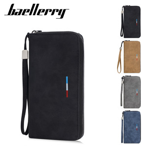 กระเป๋าสตางค์ใบยาวสำหรับผู้ชาย Baelerry สีเทา กระเป๋าคลัทช์อเนกประสงค์พร้อมสายคล้องข้อมือ ใช้ได้ทุกวัน - Product Image 2