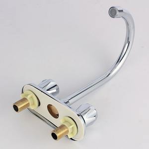 Grifo de lavabo de cobre con 2 manijas, válvula mezcladora de montaje en cubierta, 4 orificios centrales - Product Image 3