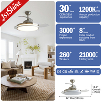Ventilador de Techo 1stshine de 42 Pulgadas con Control Remoto, Diseño Moderno, Inteligente, Eficiente, con Aspas Retráctiles y Luz LED