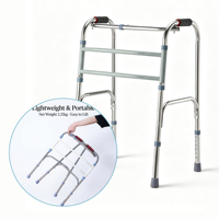 Déambulateur en acier inoxydable épaissi antidérapant, pliable en un clic, réglable sur 6 niveaux, 150 kg, pour personnes âgées et patients victimes d'AVC