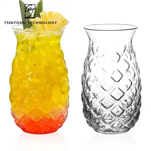 Beste Verkoop Creatieve Tiki Ananas Vormige Glazen Beker Doorzichtige Bar Glaswerk Steelloze Cocktail Glazen