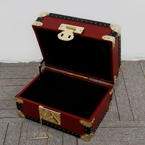 Bauletto vintage in legno e pelle <span class=keywords><strong>grande</strong></span> <span class=keywords><strong>valigia</strong></span> per la decorazione domestica di stoccaggio di nozze - Product Image 5