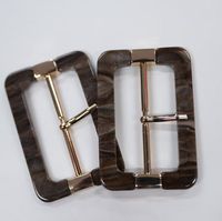 Gesper Tri Glide Resin Motif Leopard Dua Warna, Logam Persegi, Pola Papan Organik, Kopi Gelap, Kopi Terang, Qianhuang Button