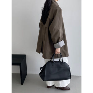 Muguyu Autumn Vintage British Style Stand Collar <strong>Trench</strong> <strong>Coat</strong> <strong>Women</strong> Loose Fit Slimming Waist-Cinched Mid-Length Fleece Lining - Product Image 2