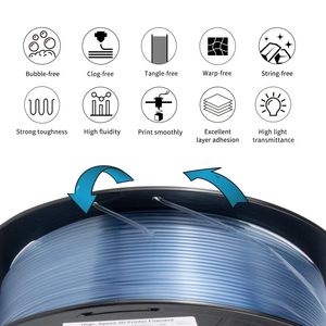 OEM/ODM <span class=keywords><strong>ISANMATE</strong></span> Vente en gros de filaments transparents en PETG pour haute vitesse jusqu'à 600 mm/s Filament Petg bleu clair transparent - Product Image 2