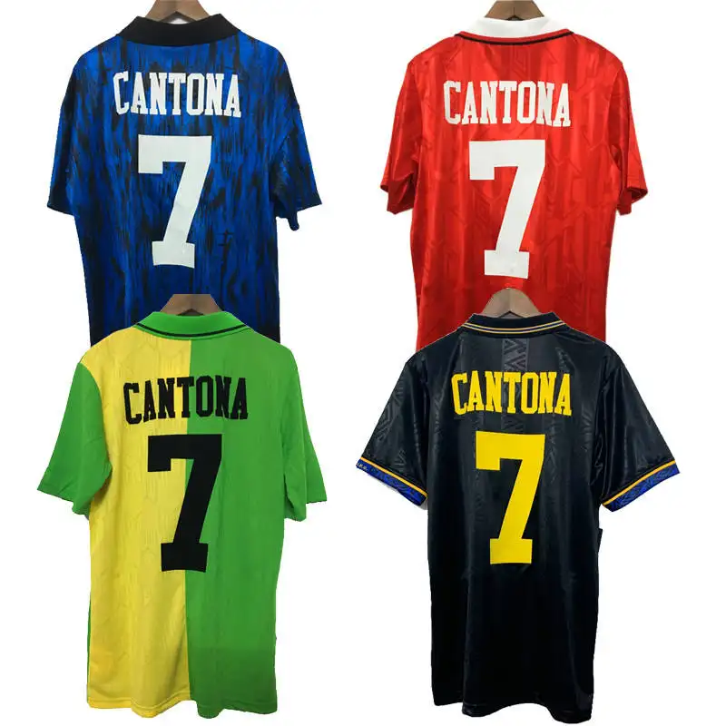 Atacado 1992 93 94 Retro futebol jersey Personalizado CANTONA futebol camisa retro colarinho jersey