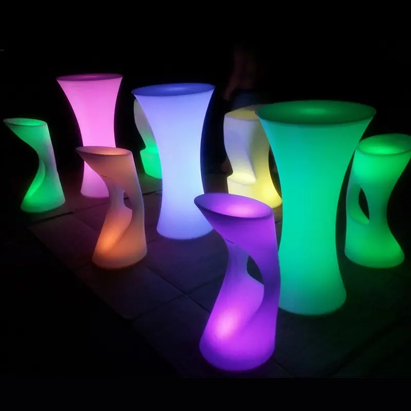 متوهجة قضبان/أعمدة مصابيح ليد تضيء كوكتيل طاولة ومقاعد مضيئة إضاءة مقاومة للماء طاولة بار LED الأثاث