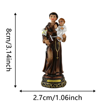 Statue en résine de Saint Antoine de Padoue tenant le bébé Jésus, figurine catholique peinte à la main, dévotion chrétienne pour autel, bureau, cadeaux pour la maison