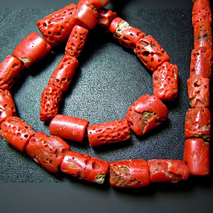 Perles de corail rouge italien naturel, collier de 20 pouces, motif tubulaire, pierre de 12 à 15 mm, forme de tube de corail italien pour la fabrication de bijoux - Product Image 1