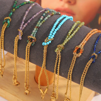 Pulseras de Moda para Mujer, Estilo Oficina/Trabajo, Acero Inoxidable, Chapado en Oro de 18K, Piedra Natural, Geométricas, Aniversario, Cadena Trenzada