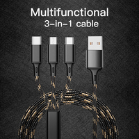 Câble USB de charge rapide 3-en-1 2,8A en nylon avec âme en cuivre étamé pour mobile et ordinateur – Qualité supérieure et durabilité – Vente en gros